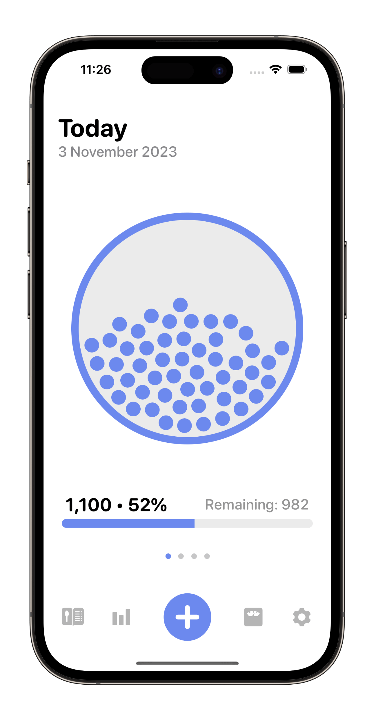 Calory's home screen Journal View explained Funn Media Support